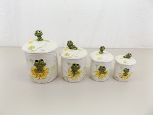 Vintage 1977 Sears Roebuck Neil The Frog Ceramic Canister Set