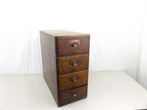 Antique SOLID Wood Shaw Walker 4 Drawer Card Index File Cabinet&nbsp