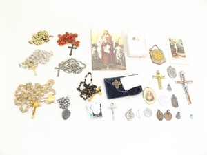 Collection of Vintage and Antique Religious Rosaries, Medallions, etc.