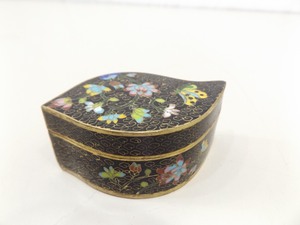 Antique Black Cloisonne Asian Trinket Box