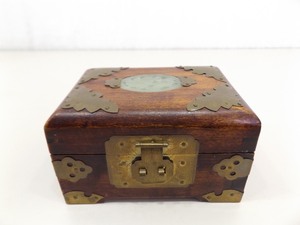 Small Wood Jade Inlayed Trinket Jewelry Box