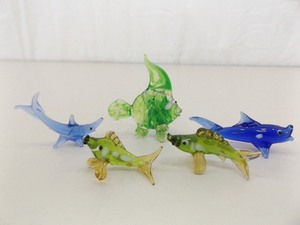 Lot of 5 Miniature Hand Blown Glass Fish