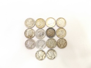 6 Mercury Silver Dimes, and 8 Pre-1964 Roosevelt Silver Dimes