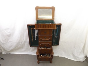 HUGE Lot of Costume Jewelry in a Stand up Armoire&nbsp