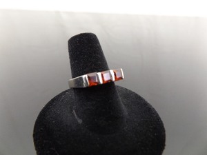 .925 Sterling Silver Square Cut Garnet Ring Size 7