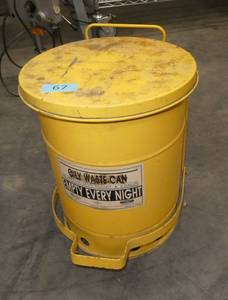 Yellow Oily rag can with foot pedal