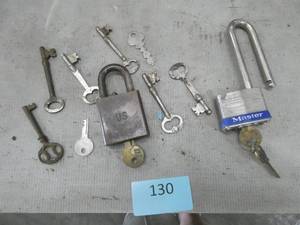 Vintage skeleton keys and a couple locks