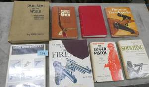 Lot of gun hardback books, Firearm encyclopedias, book of shooting, luger pistol, etc