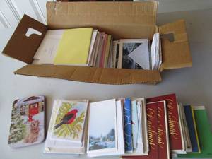 Box of greeting cards and envelopes...
