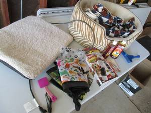 Pet bed, pet nail grinder, cat sham...