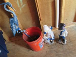 Lawn decor statues and metal heron ...