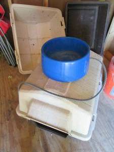 2 pet houses and a heated water bow...