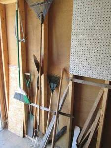 Pitch fork, shovel, rakes, saw, bro...