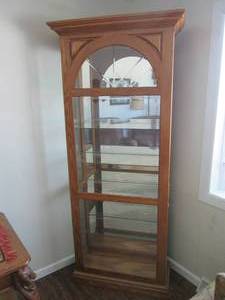 Lighted Oak Curio Cabinet with glas...