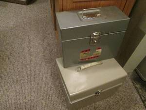 2 portable storage boxes, 1 has key...