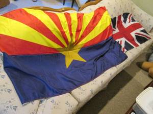 Arizona state flag and Union Jack f...