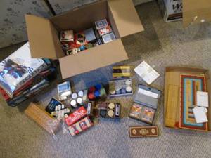Several decks of cards, dice and sh...