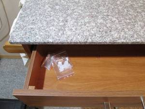 Granite top microwave cabinet on wh...