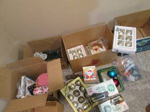 3 boxes of misc Christmas items inc...