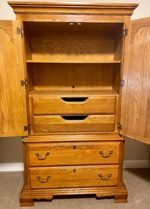 lot 35 image: ArmoireDresser with Drawers and Shelves