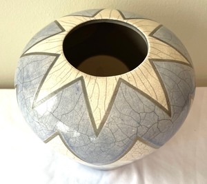 lot 69 image: Charming Chevron Pottery Vase by John Chianelli