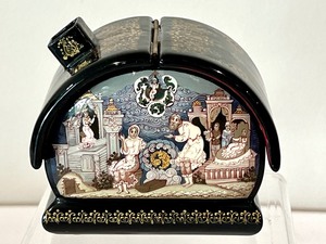 lot 124 image: Unique Russian House Shaped Lacquer Trinket Box