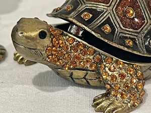 lot 106 image: Two Fun Bejeweled Turtle Trinket Boxes