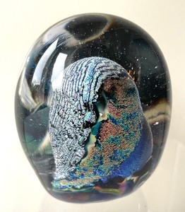 lot 158 image: Abstract Metallic Signed Art Glass Paperweight