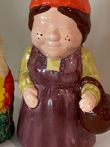 lot 128 image: Two Adorable Ceramic Painted Gnome Figurines