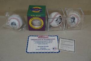 lot 48 image: Sports Impressions Baseballs - Nolan Ryan, Babe Ruth, Mickey Mantle