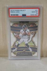 lot 90 image: 2019 Panini Select Drew Lock Rookie Card - PSA 10