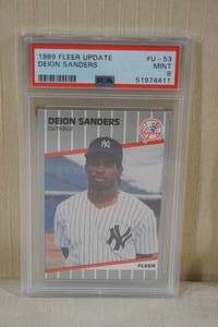 lot 91 image: 1989 Fleer Update Deion Sanders Baseball Rookie Card - PSA 9