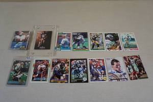 lot 219 image: In Person Auto Football Cards - Moon, Largent, Randle, Lofton, Dickerson