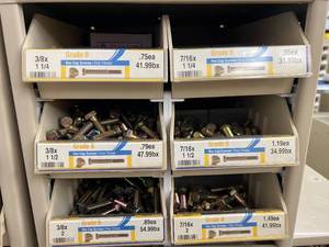 ASSORTED HEX CAP SCREWS DRAWERS AND CABINET