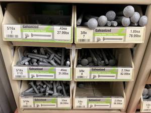 ASSORTED GALVANIZED CARRIAGE BOLTS AND CABINET