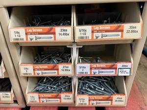 ASSORTED LAG SCREWS AND CABINET
