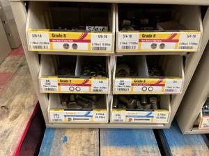 ASSORTED GRADE 8 HEX NUTSSTOP NUTSWASHERSCAP SCREWS AND CABINET