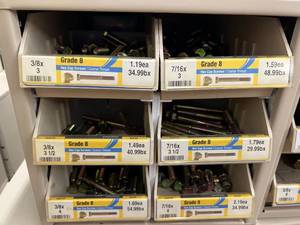 ASSORTED GRADE 8 HEX CAP SCREWS AND CABINET