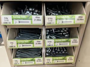 ASSORTED CARRIAGE BOLTS AND CABINET