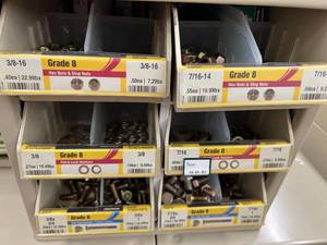 ASSORTED GRADE 8 HEX NUTSSTOP NUTSWASHERSCAP SCREWS AND CABINET