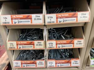 ASSORTED LAG SCREWS AND CABINET