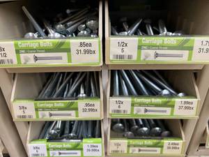 ASSORTED CARRIAGE BOLTS AND CABINET