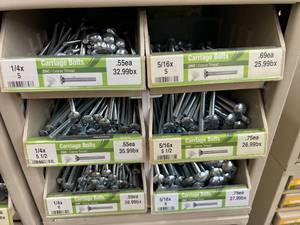 ASSORTED CARRIAGE BOLTS AND CABINET