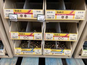 ASSORTED GRADE 8 HEX NUTSSTOP NUTSWASHERSCAP SCREWS AND CABINET