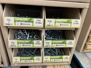 ASSORTED CARRIAGE BOLTS AND CABINET
