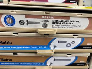 ASSORTED MACHINE SCREWS AND CABINET