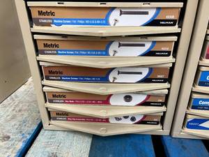 ASSORTED MACHINE SCREWS AND CABINET