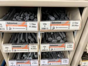 ASSORTED GALVANIZED LAG SCREWS AND CABINET
