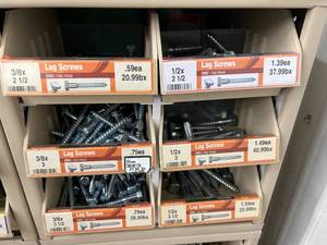 ASSORTED LAG SCREWS AND CABINET
