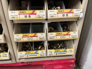 ASSORTED GRADE 8 HEX NUTSSTOP NUTSWASHERSCAP SCREWS WITH CABINET